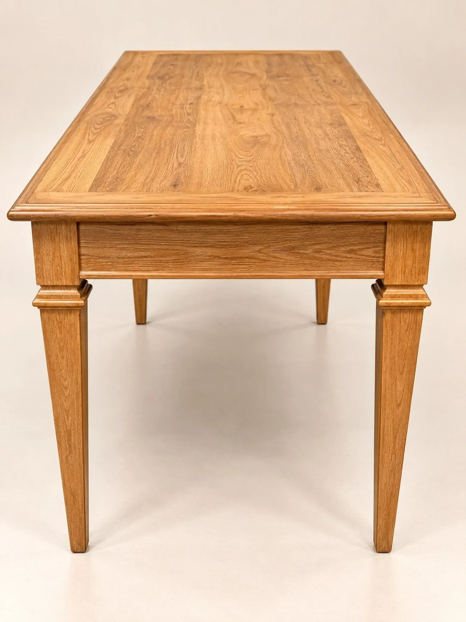 Flat desk – Louis XVI style – Solid oak and veneer – Restored