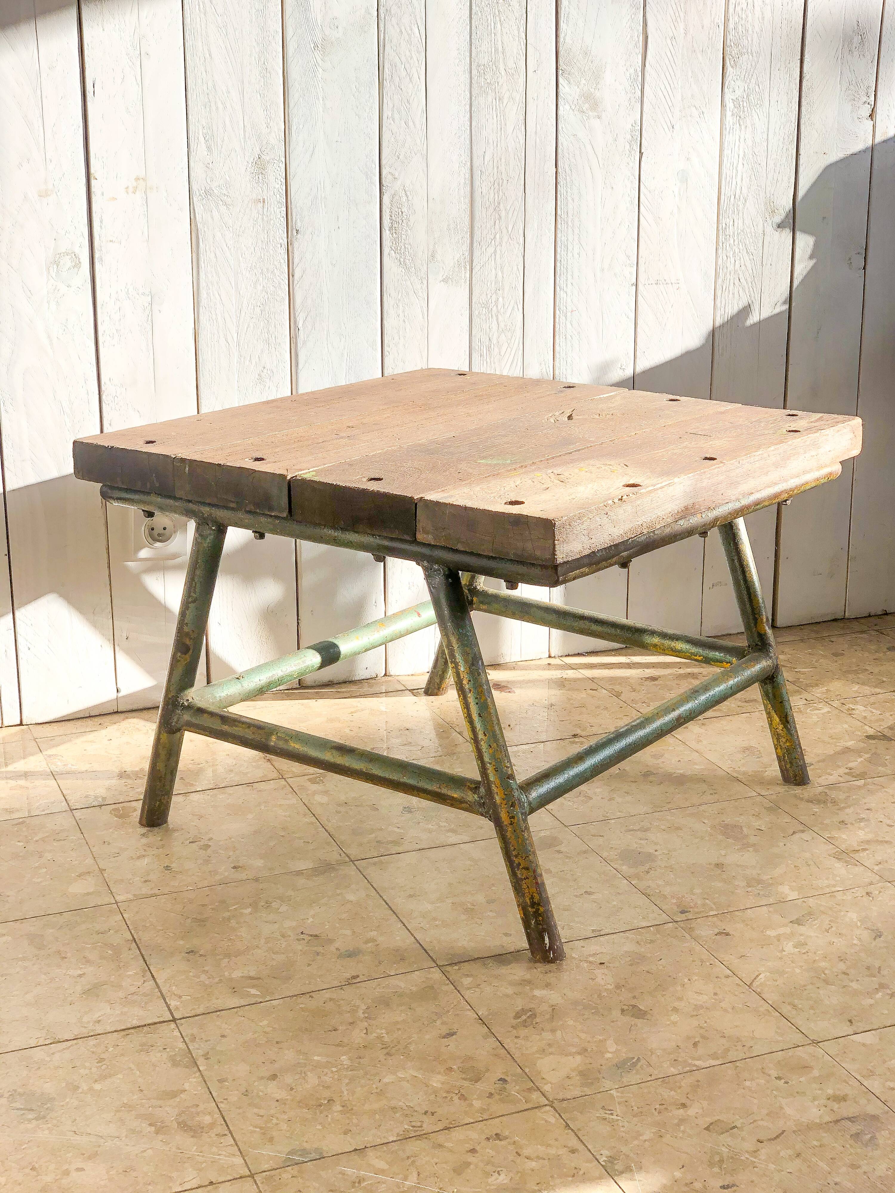 Industrial coffee table patina green