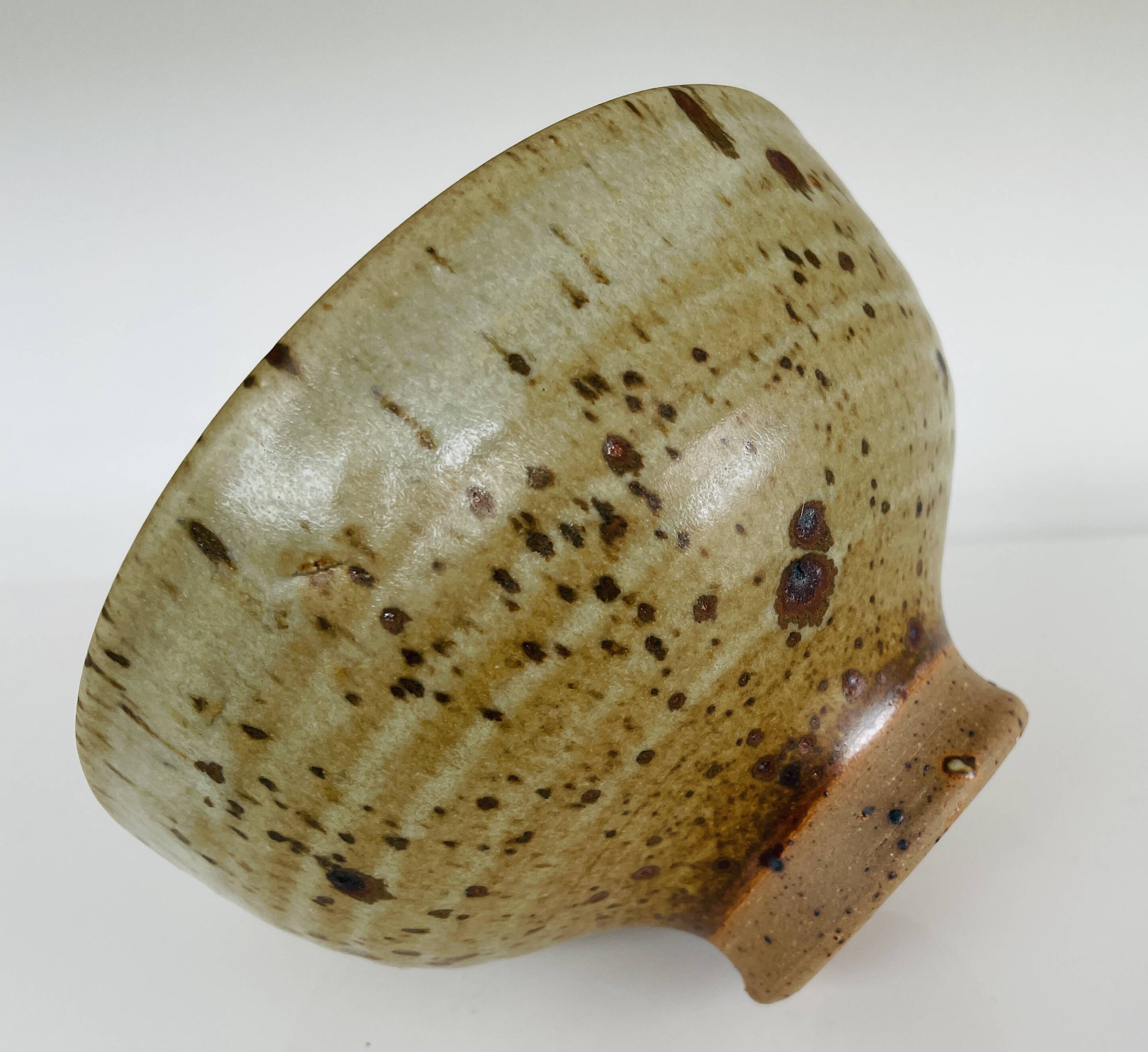 Pyrite stone bowl signed by Gustave Tiffoche – vintage French ceramics from the 70s.