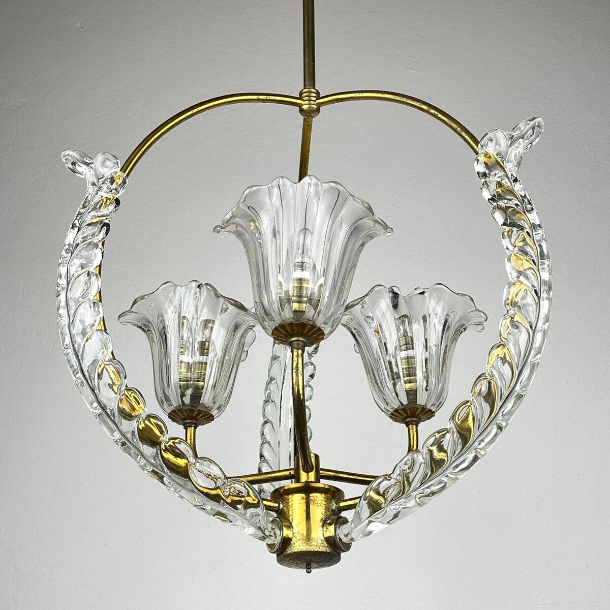 Murano glass chandelier by Ercole Barovier, Barovier & Toso, 1930s.