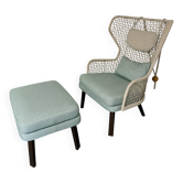Fauteuil bergère Emma  et ottoman design Monica Armani pour Varaschin
