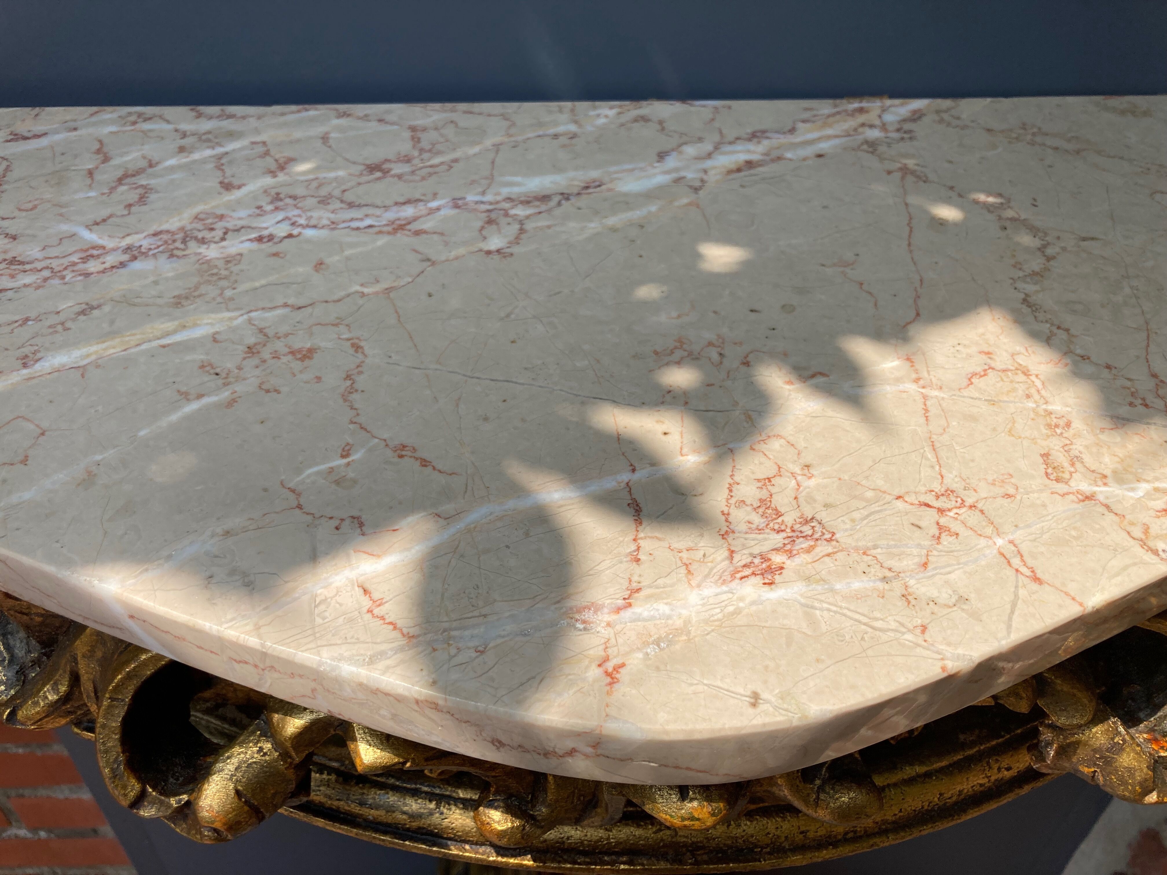 Carved wooden and marble console