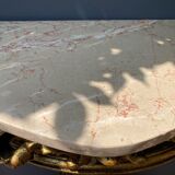 Carved wooden and marble console