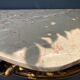 Carved wooden and marble console