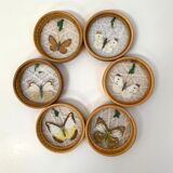 Vintage set of 6 butterfly coasters