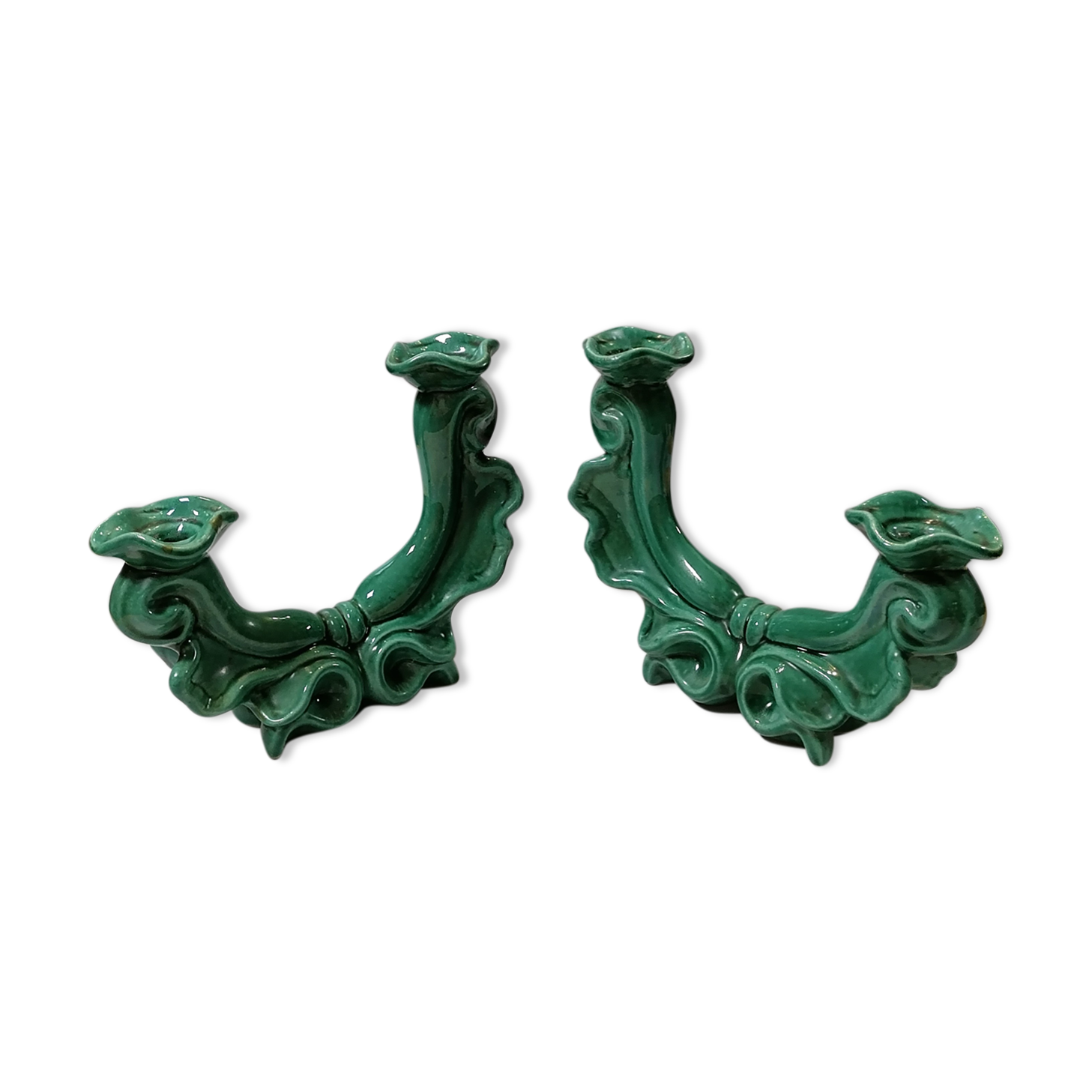 Pair of ceramic candle holders