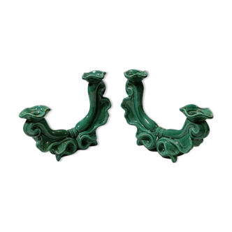 Pair of ceramic candle holders