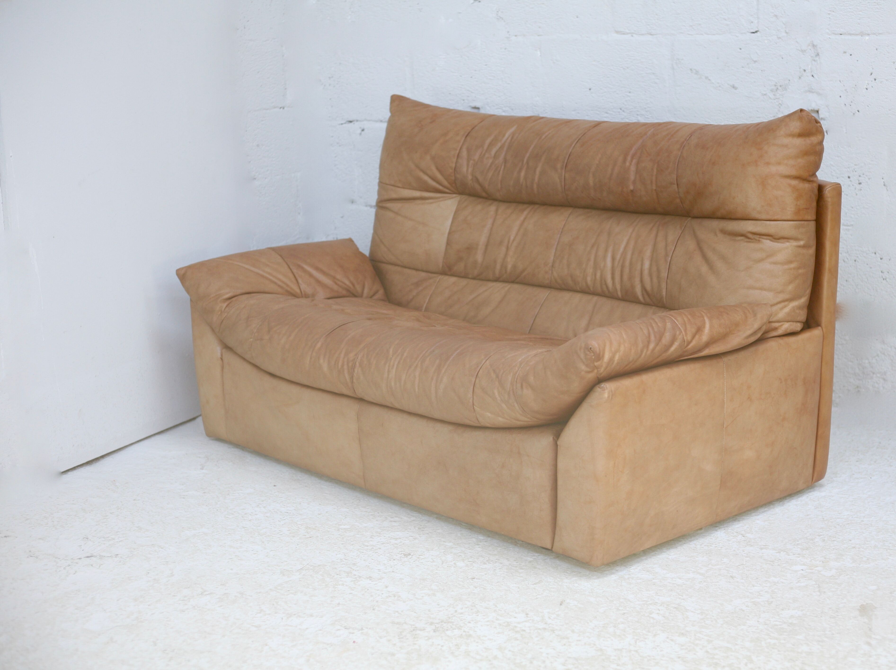 Sofa by Michel Ducaroy, leather, 1978. Model Dianthus. Edited by Ligne Roset.