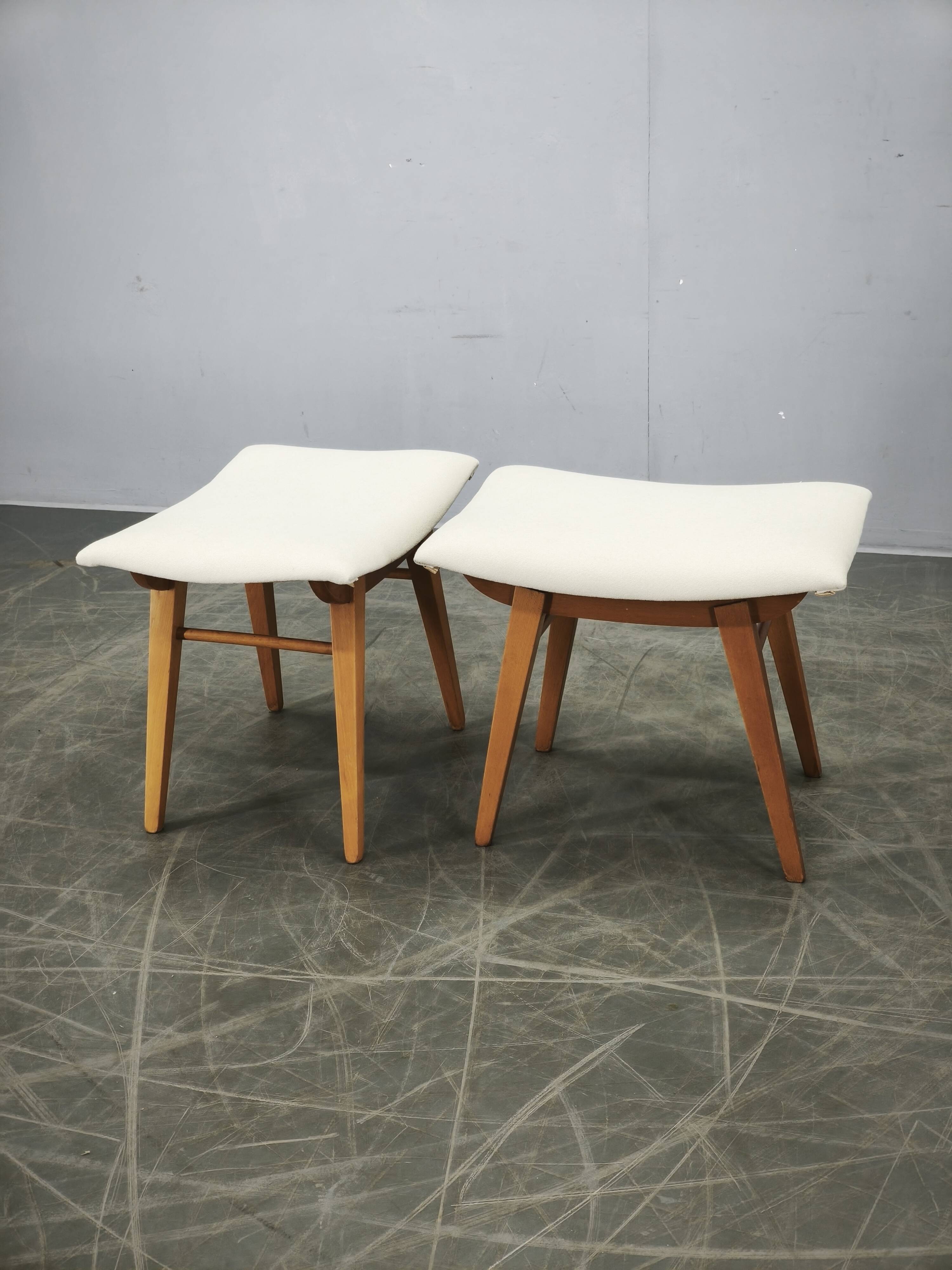 Pair of Beech Wood Stools by Závod Malacky, Czechoslovakia, 1970s