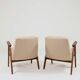 Mid-century modern armchair in camel wool with oak wood.