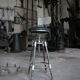 Vintage industrial metal & leather swivel bar stool