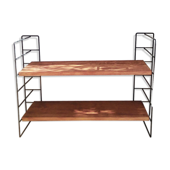 Metal and wood wall shelf 1960