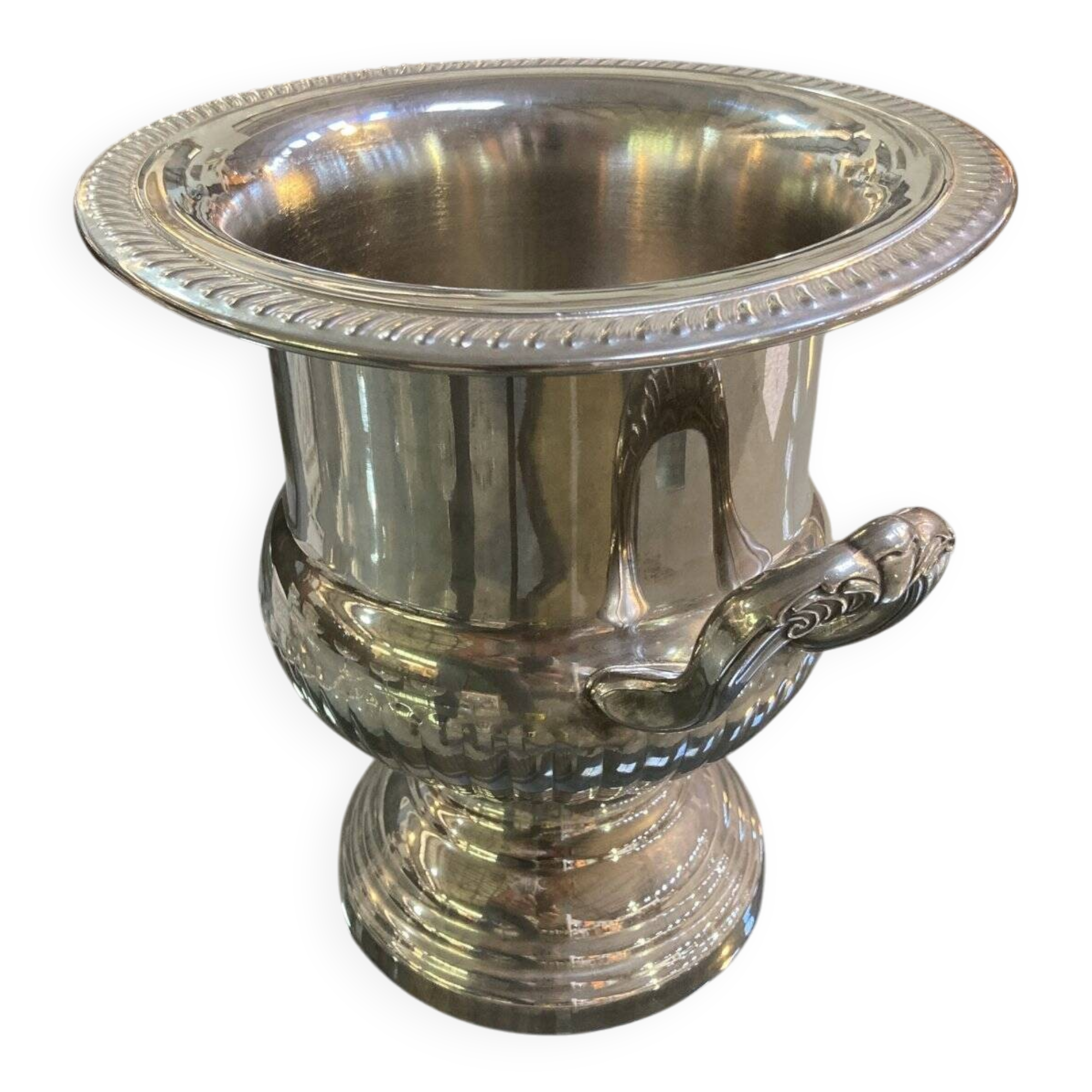 Antique ice bucket or champagne bucket - silver-plated metal