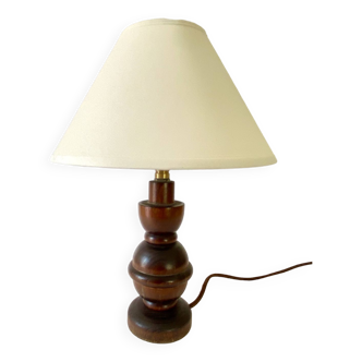 Wooden lamp, recent fabric cable 200 cm, pagoda lampshade