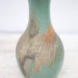 Vase vintage, vase balustre style raku, vase grand col, vase céramique vert céladon