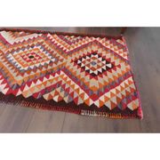 1970s Vintage Turkish Hand-Knotted Wool Cotton Orange Runner Rug 85x330