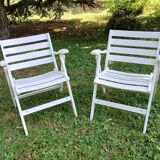 Folding armchairs in ash wood by Italian designer Fratellini Reguitti (1970s)
