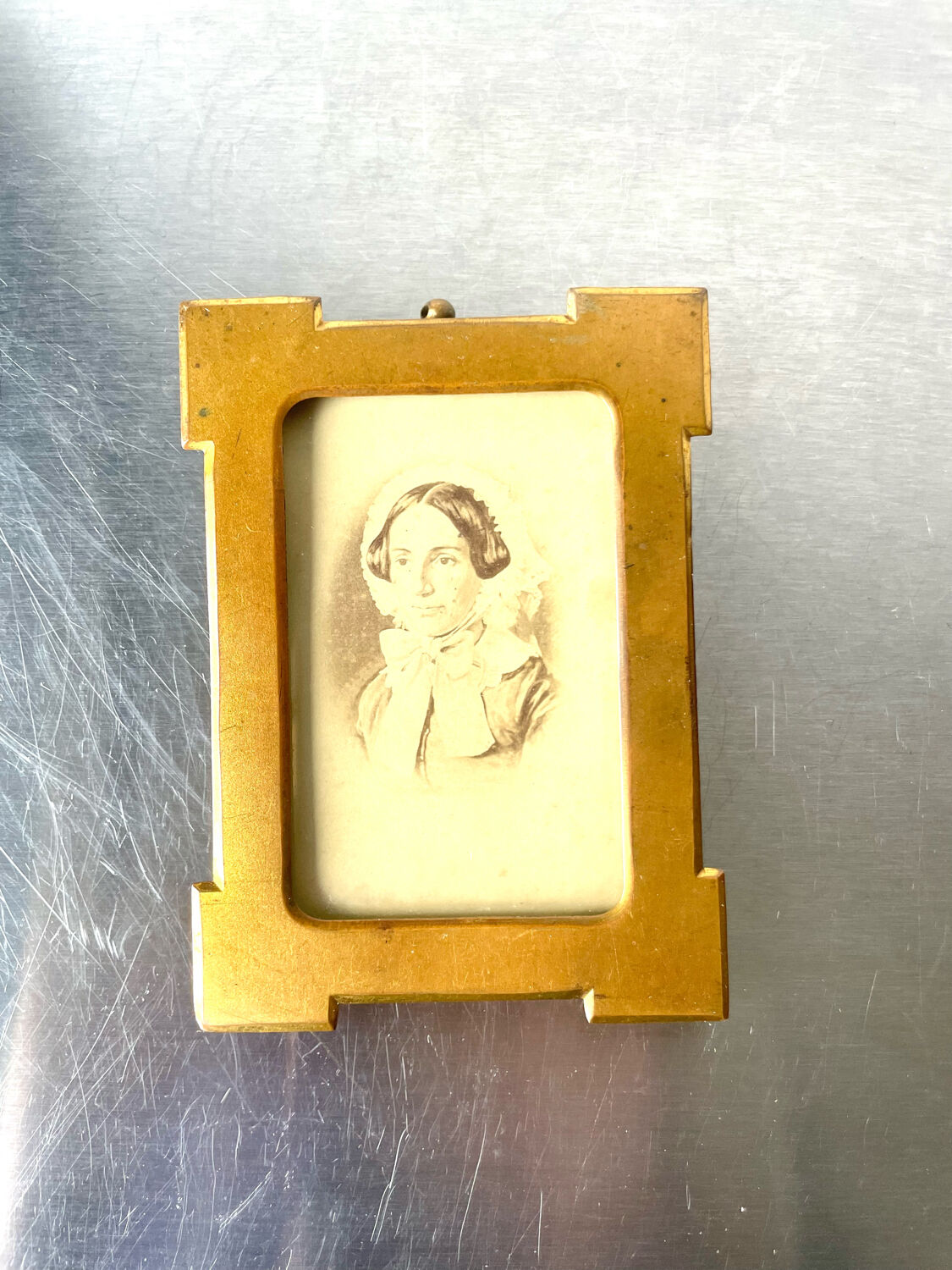 Antique  Metal Photo Frame gold colored brass  frame