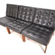 France & Son Set of 3 Modular Leather Armchairs by O. Gjerløv-Knudsen/T. Li