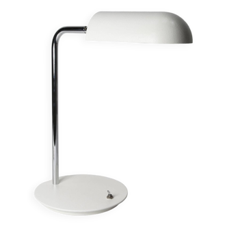 Table lamp in metal and gray porcelain from 1960, original articulated and restored