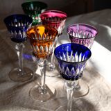 6 verres Baccarat Modèle Piccadilly en cristal doublé de couleurs