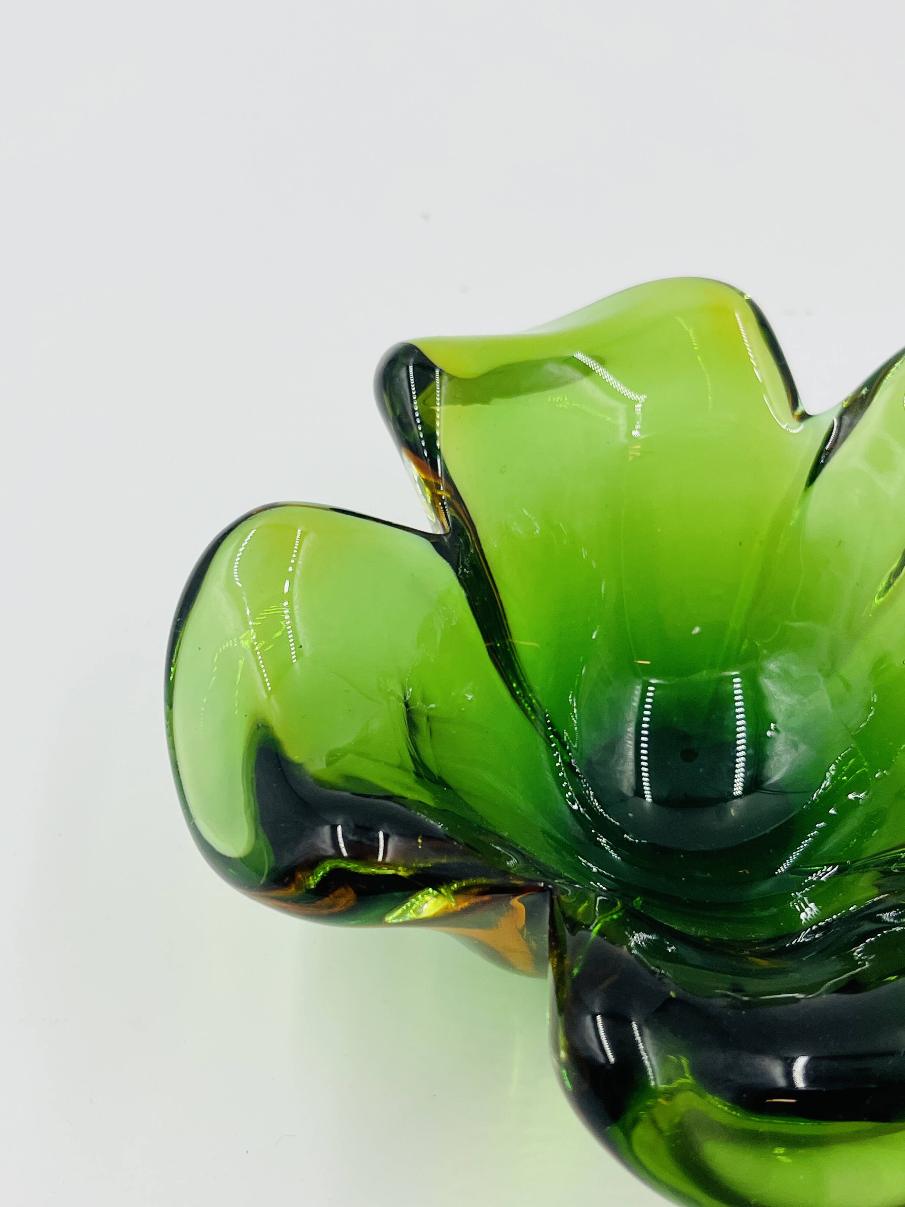 Biomorphic glass bowl from Murano attributed to Flavio Poli.