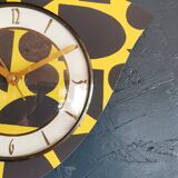 Vintage silent wall clock pendulum 60s "Anthracite yellow"