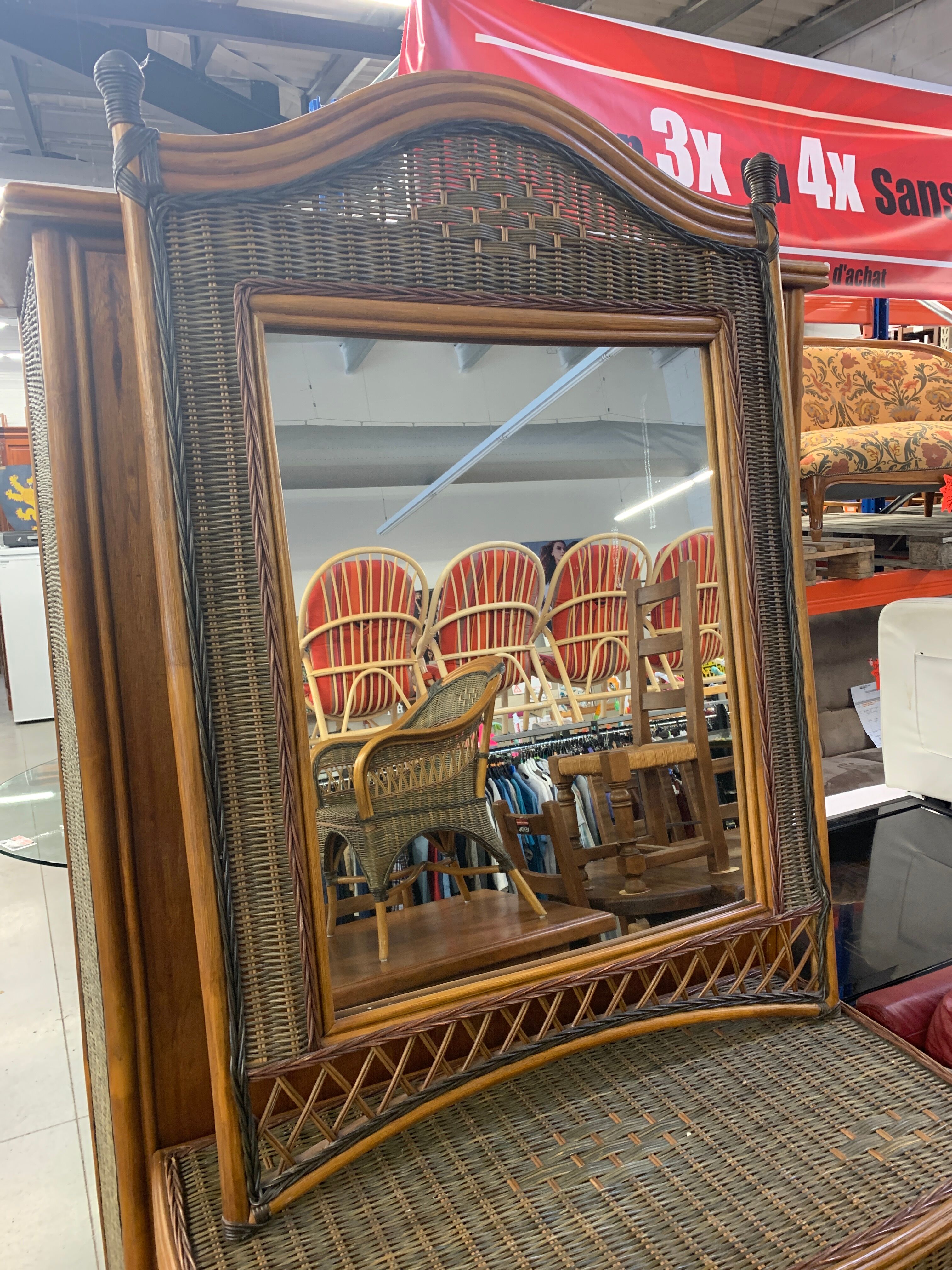 Vintage rattan mirror - 85x125cm