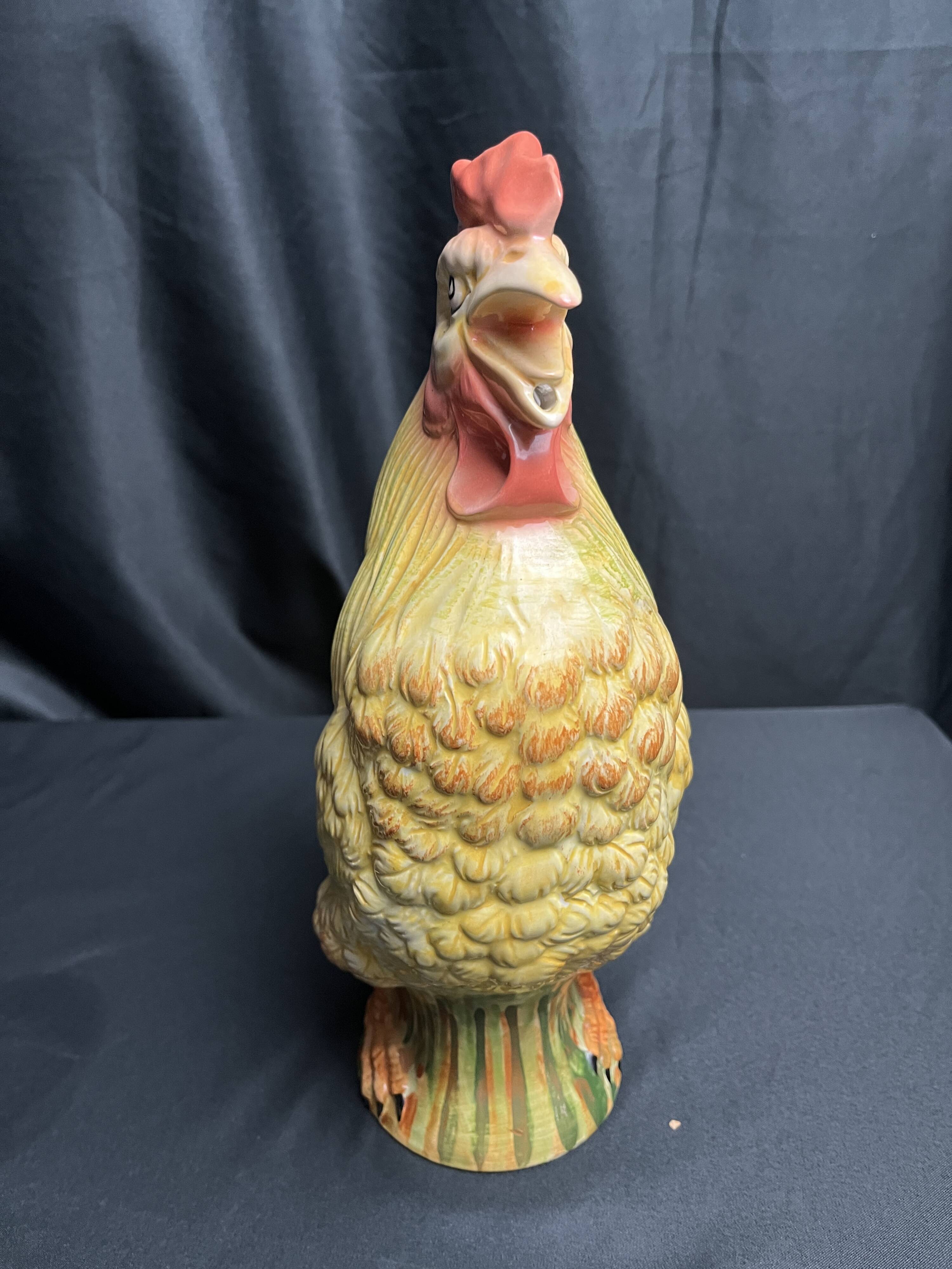 Vintage, pichet coq faïence polychrome Sia XXème