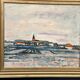 Original Swedish Oil on Panel – "Uppsala" by Gusten Widerbäck – Signed – Dated 1965 (on the back) – Framed – 38 × 43 cm