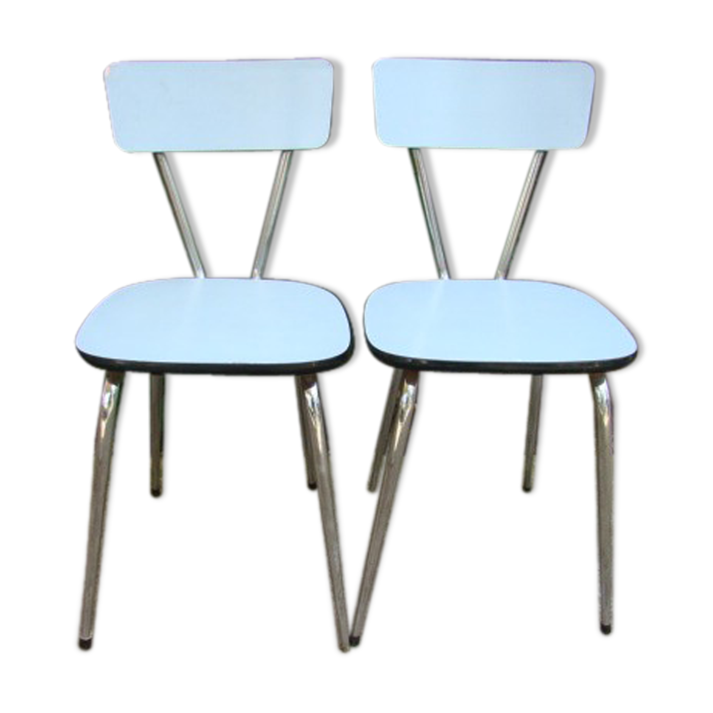Pair of old blue formica chairs