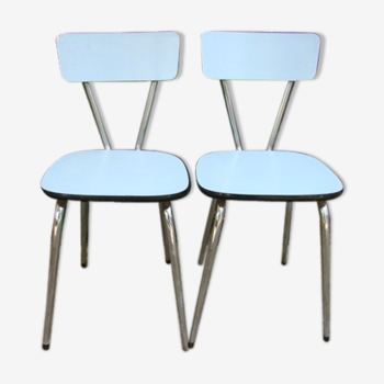 Pair of old blue formica chairs