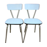 Paire de chaises formica bleu anciennes