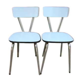 Pair of old blue formica chairs