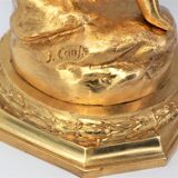 Naïade Lamp sculpture Art Nouveau in Golden Metal Signed by J.CAUSSE