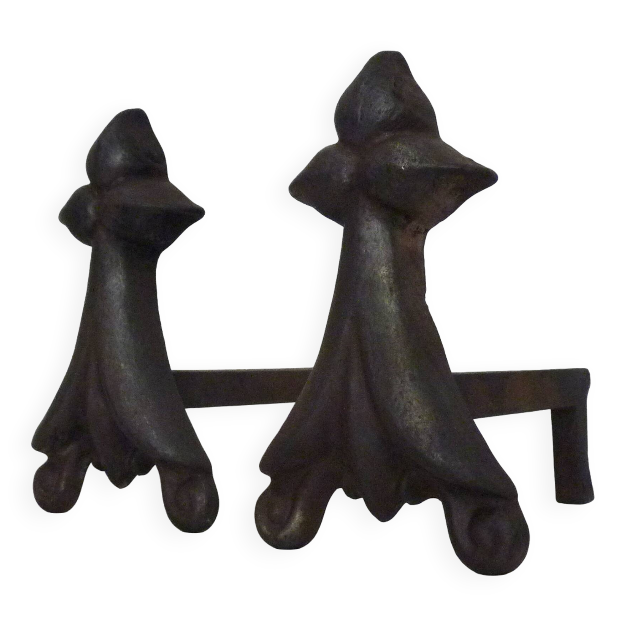 Pair of cast iron fireplace andirons. France, 19th century.
