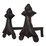 Pair of cast iron fireplace andirons. France, 19th century.