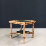 Mediterranean Bamboo Side Table in the style of Audoux Minet, France, 1950s