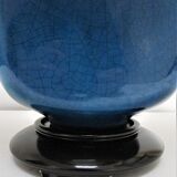70s cracked blue ceramic lamp