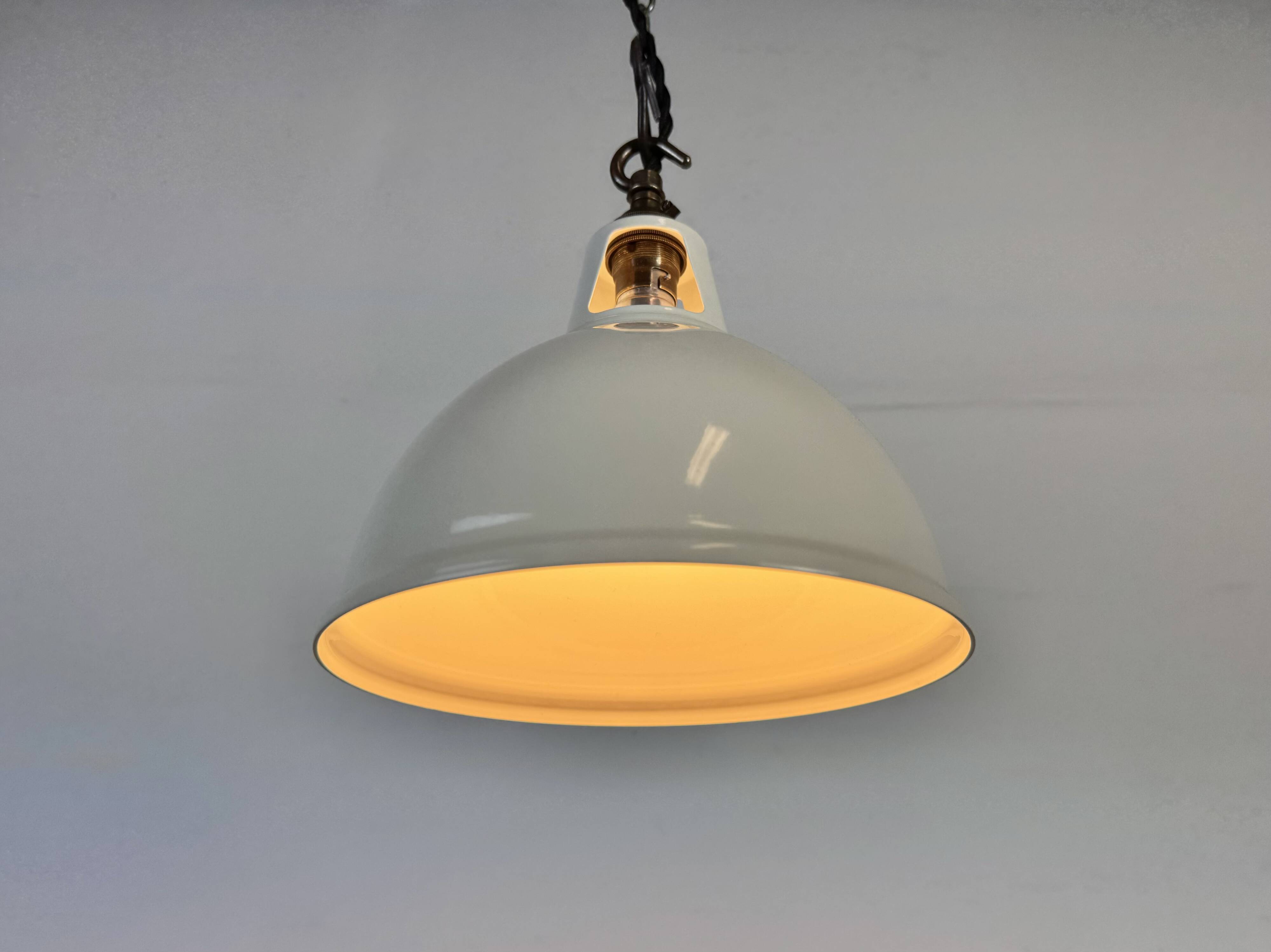 Vintage Industrial Beige Painted Pendant Lamp