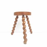 Tripod wood stool twisted feet