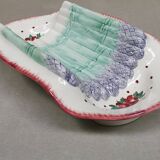 Plat et assiettes barbotine , service à asperges en faience de longchamp