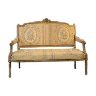Louis XVI-style gilded wooden sofa bench