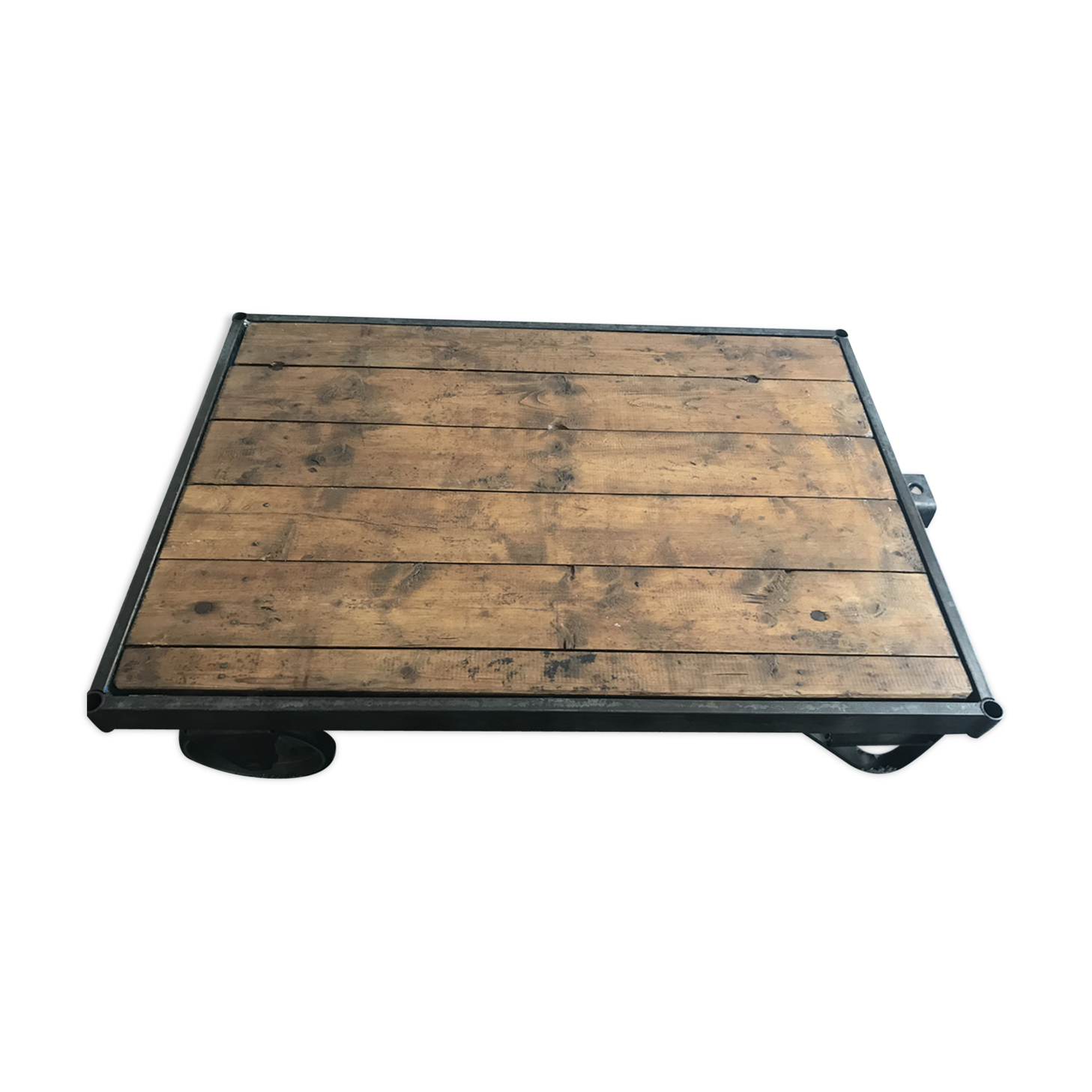 Rolling industrial coffee table