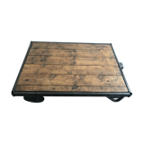 Rolling industrial coffee table