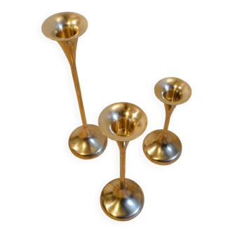 Brass candle holders in the style of Freddie Andersen Denmark