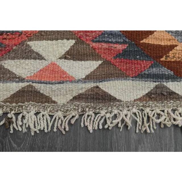 1970s Vintage Turkish Oushak Handmade Wool Cotton Pink Runner Rug 102x335
