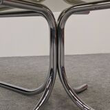 Space age coffee table in tubular and smoked glass, 60s-70s
