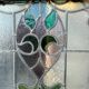 Late 19th century store doors, haberdashery front with Art Nouveau stained glass windows