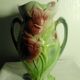 Vase in decor barbotine with tulips gerber France